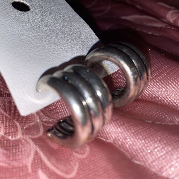 NWT Free People Mazza Hoops Huggie Modern Chunky Silver Tone Tube Triple - Picture 6 of 9